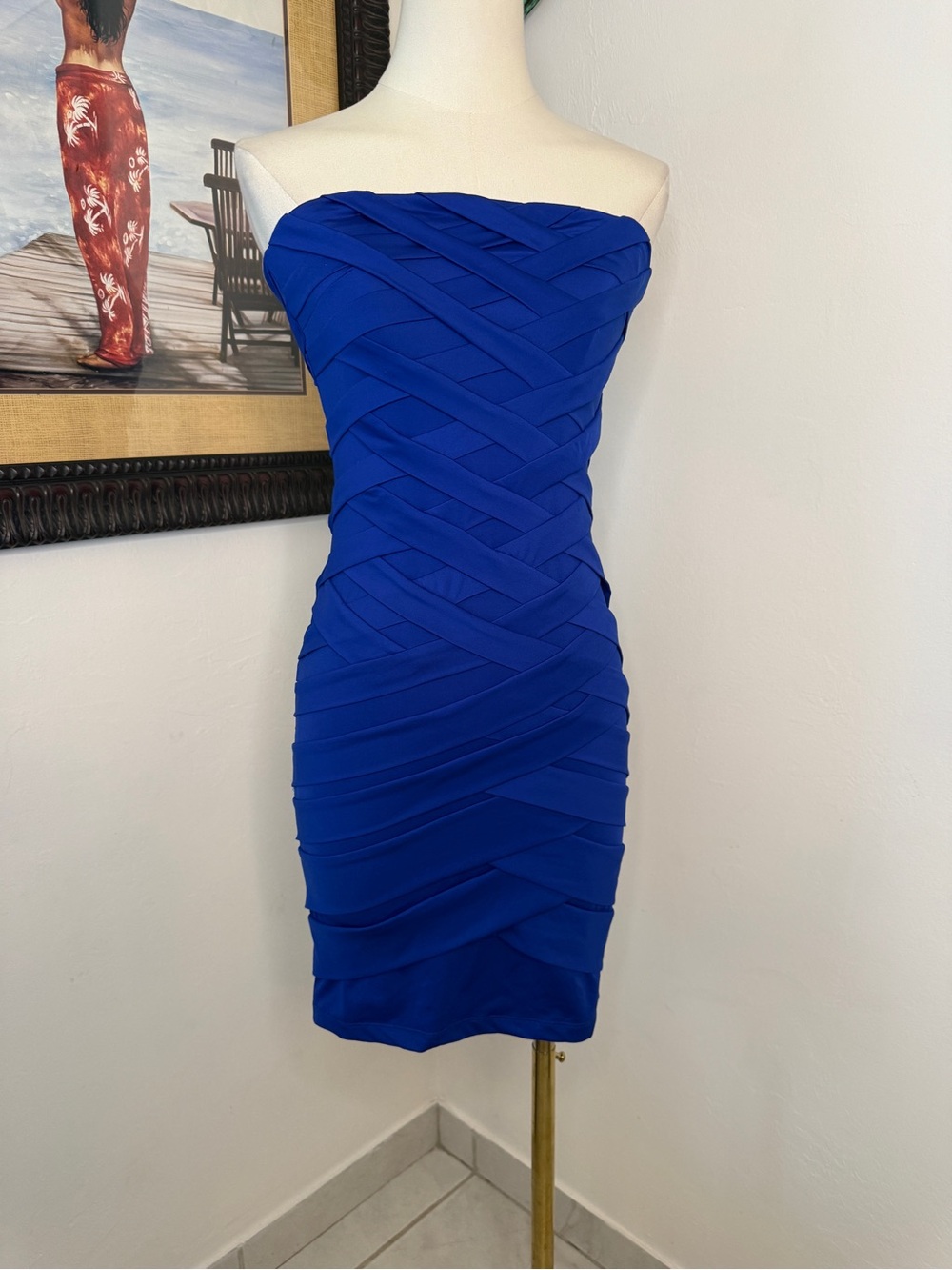 Nikibiki Cobalt Blue Strapless Bandage Dress